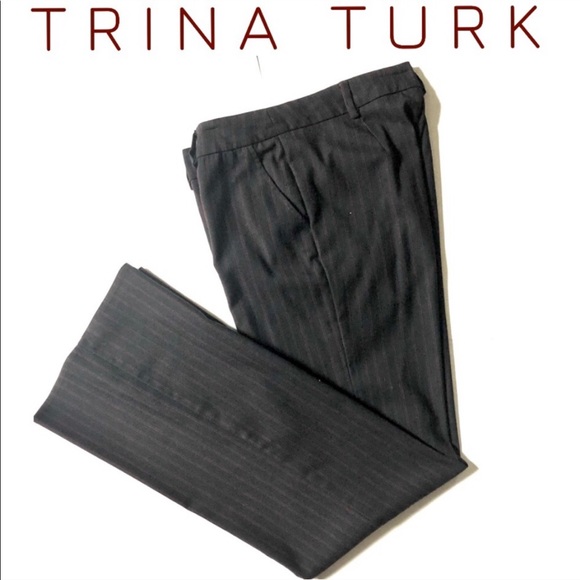Trina Turk Pants - Trina Turk Black Red Pinstripe Dress Trouser Pants
